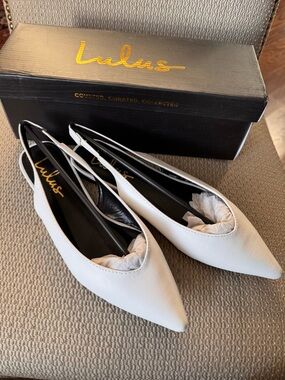 Lulu's White Pointed Slingback Flats Sz. 8 New NIB